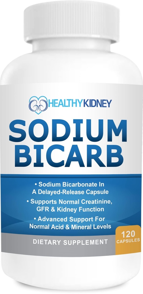 Sodium Bicarbonate 650mg Capsules Tertunda Rilis untuk Mendukung Fungsi Normal Ginjal & Ginjal Tambahan Kesehatan. Sodium Bikarbonat Dirancang untuk Dukungan Ginjal, Bantuan Asam, Alkalinitas 120 Pil