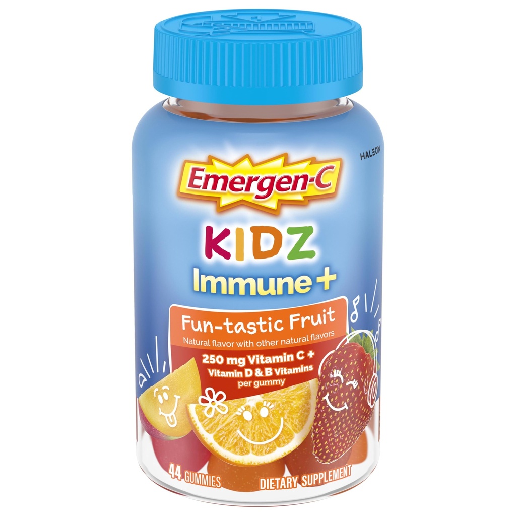 Emergen- C Kidz Vitamin C Imune Dukung Gummies Fun- Tastic Fruit 44CT termasuk Zinc, Manganese, B Vitamin dan Vitamin D untuk Kembali ke Esensial Sekolah