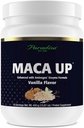 Paradise Herbs Up Vanilla Vegan Protein Powder, Organik Pea & Brown Rice, Maca Root, Aminogen Digetical Enzyme Bran Fiber, 15 G