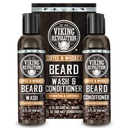 Viking Revolution Beard Wash and Beard Conditioner for Men with Argan Oil and Joba Oil- Beard Softtener and Strengthener Beard Care Shampers and Conditioner with Ginseng Root (5oz, Coffee Whiskey)