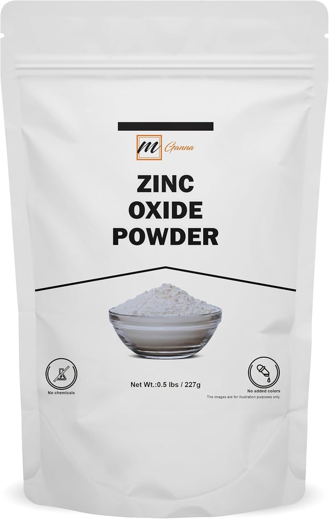 100% Natural Zinc Oxide Powder = 124; Micronized Nano Uncoated Particles 0.5 LBS / 227 GMS
