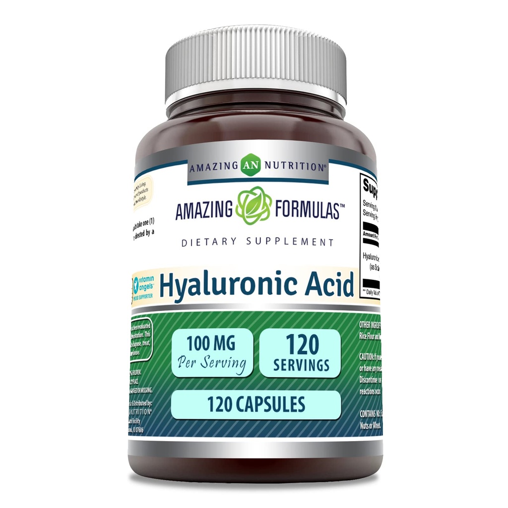 Amazing Formulas Hyaluronic Acid 100 Mg Supplemen 124; Capsules 124; Non-GMO 124; Gluten- Free Aids 124; Made in USA (1 Pack 124; 120 Count)