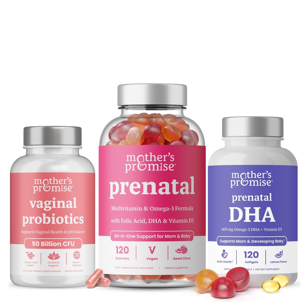 Promise Vaginal Progities + Prenatal DHA & Prenatal Vitamin Gummies Bundle