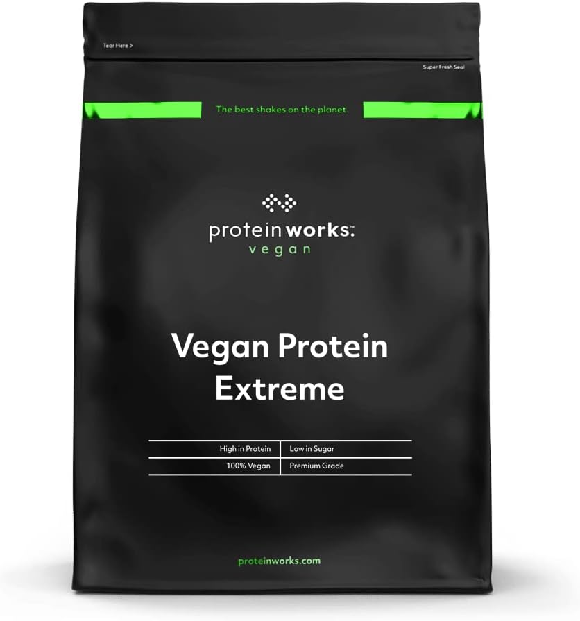Protein Works - Vegan Protein Extreme 124; High Protein Powder 124; Plant Based Shake 124; Strawberry 'n' Cream 124; 2.20 Pounds