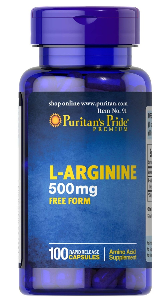 Puritan 's Pride L- Arginine 500 mg, Heart Health Support, 100 Count