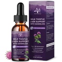 (2 Paket) Cairan Tebal Milk Thistle Menjatuhkan Silymarin 10000mg, Detox Tambahan Liver & Cleanse dengan Dandelion & Artichoke, Milk Thistle Ekstrak Organik untuk Dukungan Keselamatan Kesehatan, Vegan, Non-GMO, 1 Fl Oz
