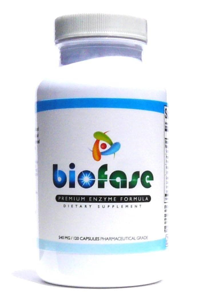 Biofase- Premium- Enzyme- Formula 120 Capsules - Biofilm Pertahanan dan Ditraffic - Systemic Enzymes untuk Mendukung Kesehatan Intestinal - Tidak Ada Pengisian!