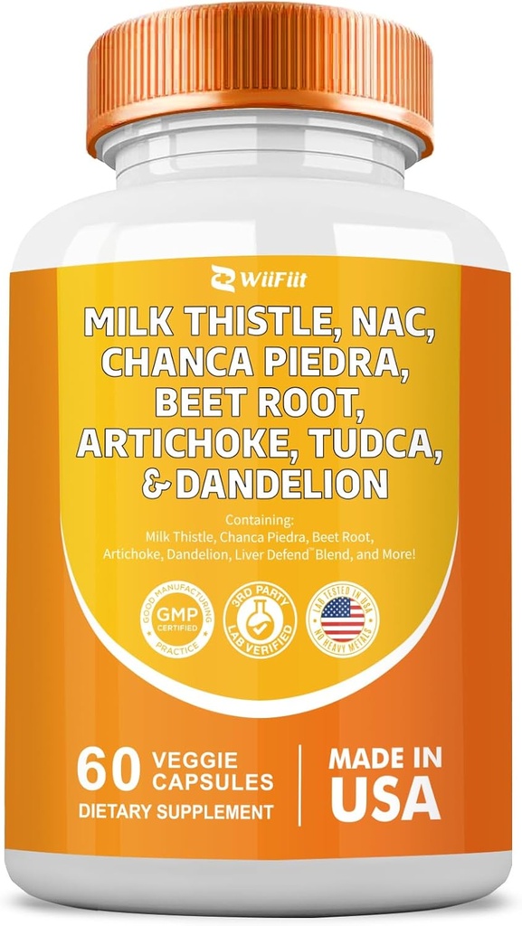 Milk Thistle 3000mg NAC Chanca Piedra 2000mg Beet Root 2000mg Artichoke 2000mg Tudca Dandelion Root 1000mg dengan Zinc Yarrow Turmeric Repair Plus Chicory, Mineral Suplemen 60 Count