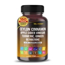 Ceylon Cinnamon Apple Cider Vinegar Turmeric Ginger Root Berberine Gymnema Sylvestre Milk Thistle Licorice -150 Capsules- Dibuat di USA