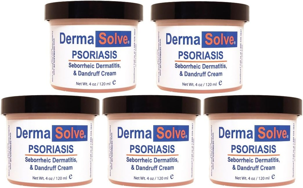 Dermasolve Psoriasis, Seborreheciic Dermatitis dan Dandruff Cream Formulated untuk Memperlakukan Gitchy Skin & Prevent Future Flares untuk Menyediakan Bantuan Moisturizing Sothing. (4.0 oz) 5-Pack