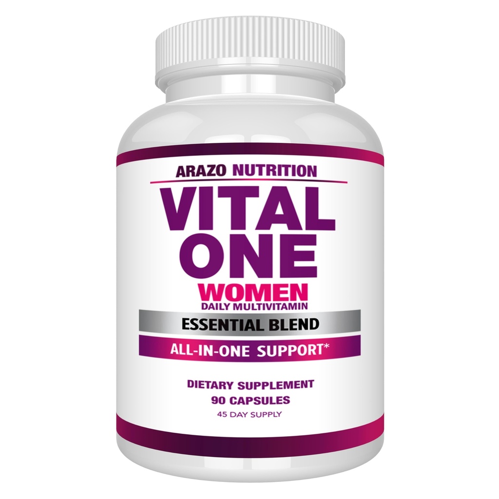 Arazo Nutrition Vital One Multivitamin for Women - Daily Wholefood Suplement - 90 Vegan Capsules