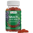 YUM-V 'S Iron Kimmies - Multivitamin Iron Suplement with Vitamin C, A, B & Zinc, Support Blood Oxygen, Vegan Suplemen Perempuan, Pria & Anak-Anak untuk Pertumbuhan dan Pengembangan - Grape Flavor 124; 60 Count