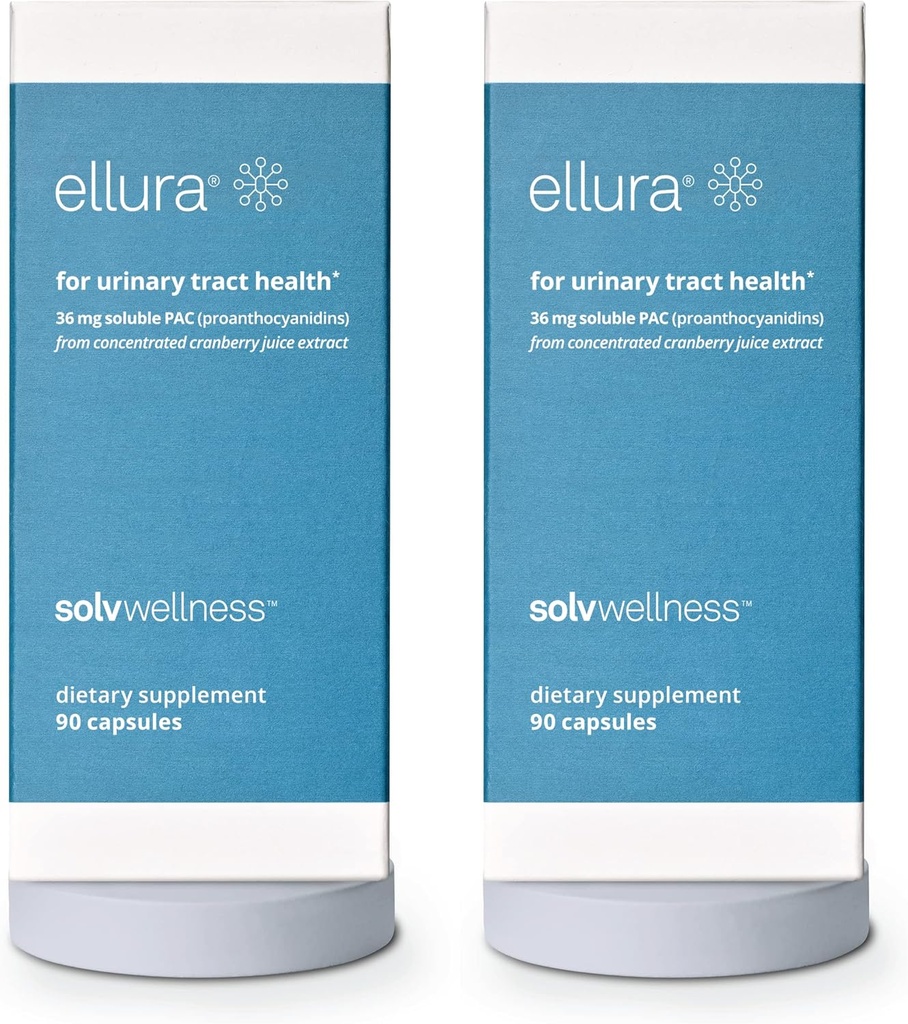 Ellura Solv Wellness Clinically Proven Cranberry Suplement: Dapatkan Ahead of Utis dengan 36mg 100% Bioavailable PAC, 180 Capsules