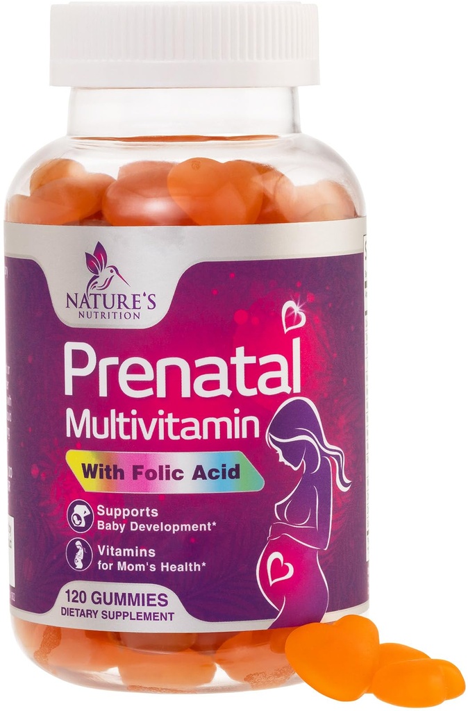 Prenatal Vitamin untuk Perempuan 1335mcg - Pregnancy Vitamin Gummies dengan Acid Folic, Vitamin A, C, D3, B12, B6 - Prenatal Multivitamin Gummy untuk Dukungan Fetal, Pregnant & Nursing Women - 120 Gummi