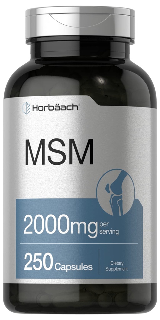 Tambahan Horbach MSM Kapsul 124; 2000mg 124; 250 Count 14; Non- GMO dan Gluten Free Formula 124; Methylsulfonymetana