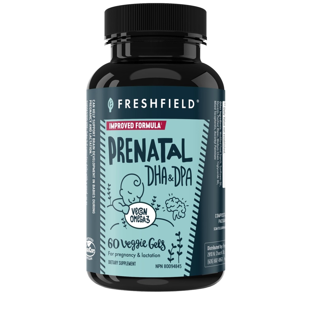 Freshfield Prenatal Vegan Omega 3 DHA: Mendukung Jantung, Otak, Kesehatan Gabungan w / DPA