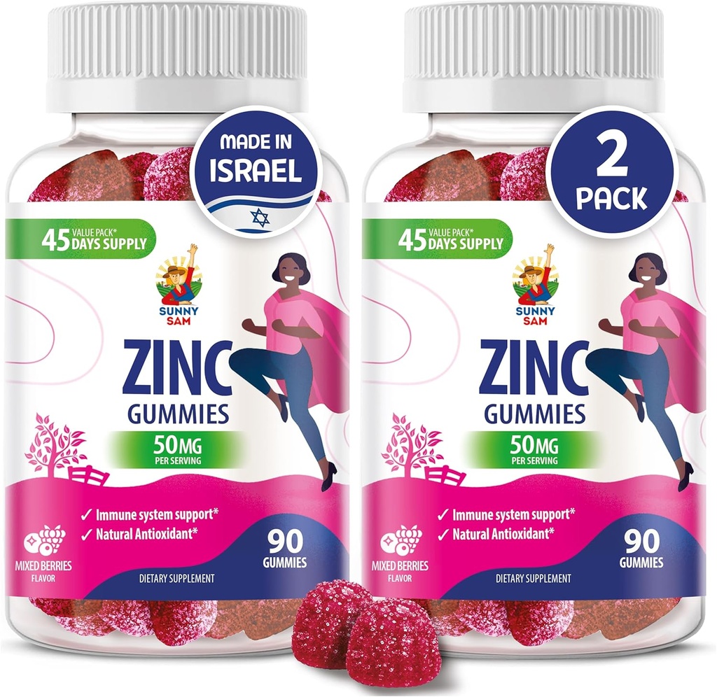 Zinc Gummies for Dewasa - Zinc Chewable Gummy for Imune Support - Powerful Natural Antioksidant Non-GMO Supplemen Anak-Anak Pria Dewasa