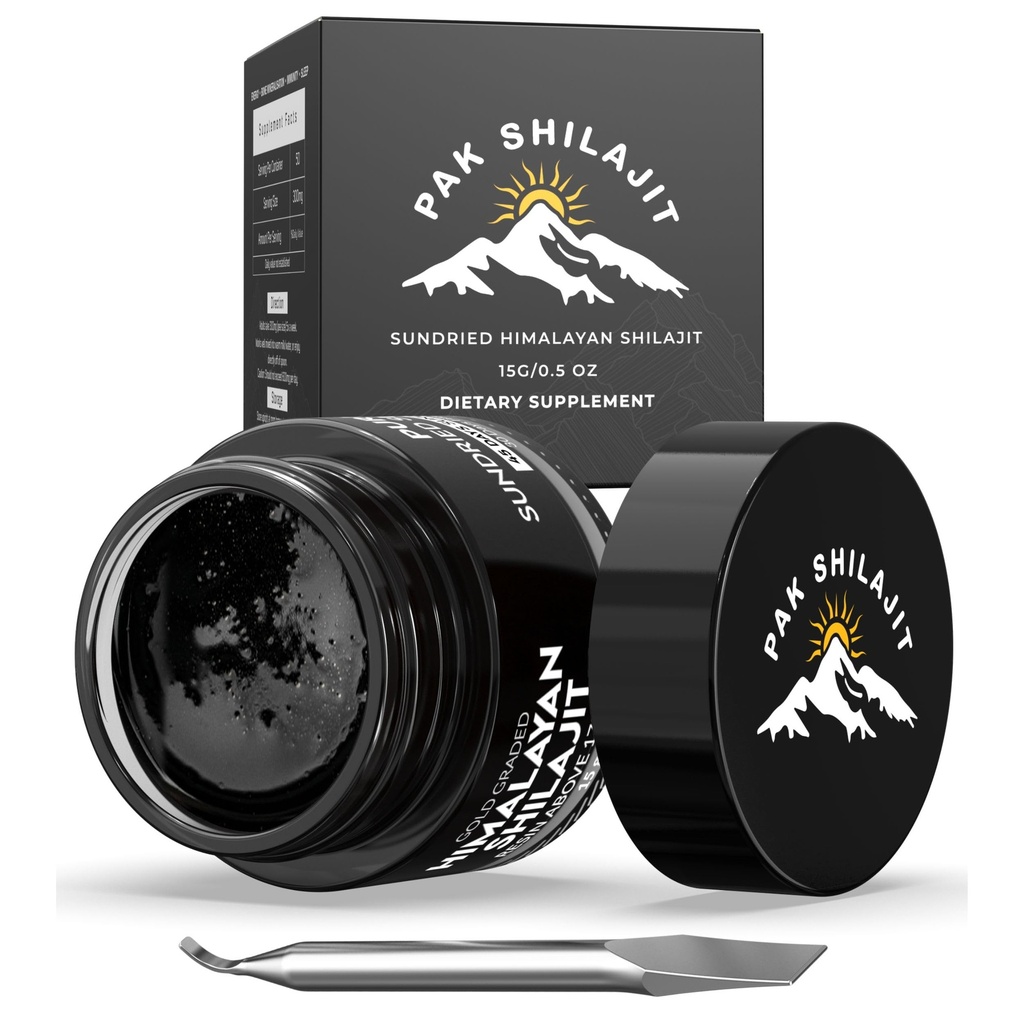 Himalaya murni Shilajit Resin 45 hari Sun kering & Gold Graded Shilajit diatas 17000FT 124; Purified & Organic, 85 Plus Natural Mineces, Rich in Fulvic & Humic Acid for Men & Womens (15Gram)