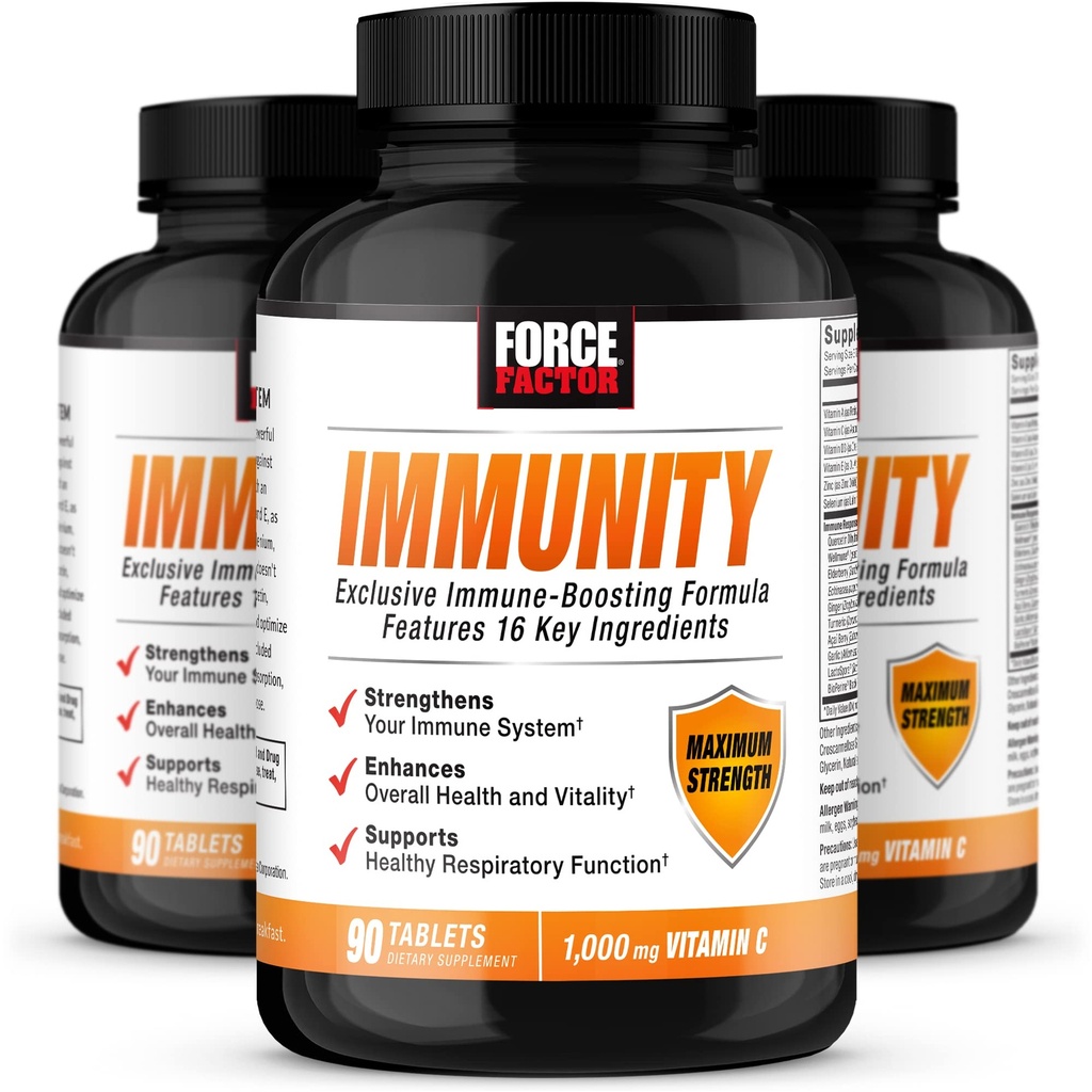 Force Factor Imunity, Imune Dukung Booster dengan Elderberry dan 10000mg dari Vitamin C, Plus Vitamin D, Zinc, Propine, Antioksidants, dan Echinacea untuk Defense Kesehatan Imune, 90 Count (Paket 3)