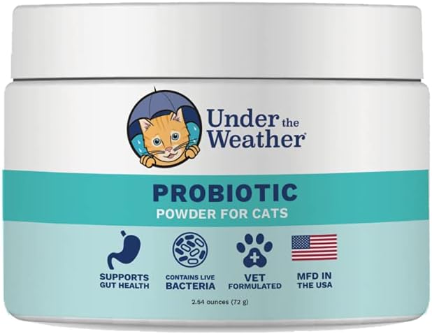 Di bawah Weather Pet Proptic Powder untuk Kucing 124; Vet Formulated Probiotic Suplement for Digetical Gut Health 124; Promotes Good Divalry & Imunity 124; Aids Occational Dicasional for Cats (2.54 Oz)
