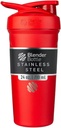 BlenderBottle Strada Shaker Cup Insulated Stainless Steel Water Bottle with Wire Whilk, 24- Ounce, Red
