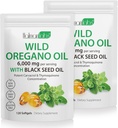 Oil of Oregano Capsules - 2 in 1 6000mg Oil of Oregano with Black Seed Oil 200mg - Oregano Oil Sules - Dukungan Digetives & Antioksidant, Non-GMO Digetives Support (2 Pack)