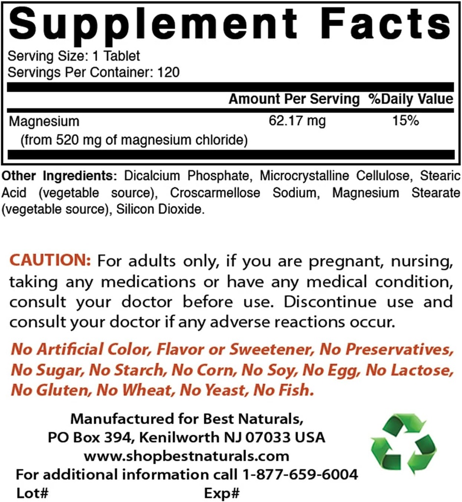 Magnesium Chloride 520 mg & CoQ10 600 mg