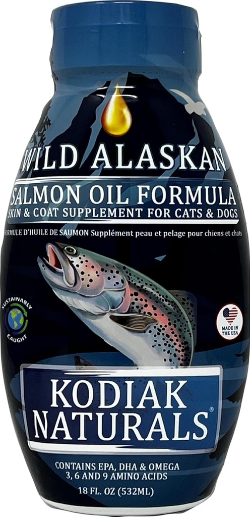 18oz Wild Alaska Salmon Oil Formula untuk Anjing & Kucing, Blend Balanced Fish Oil dengan EPA dan DHA dari Wild- Caught Fish. Dukungan bagi Skin & Coat, Joints, dan Kesehatan Kebal.
