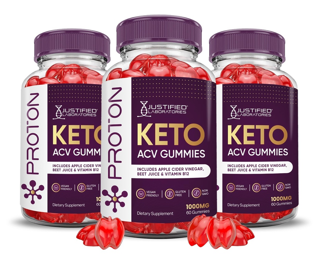 Laboratorium Berhak (3 Pack Proton Keto ACV Gummies Lanjutan Formula 100MG Proton Boost Formulated dengan Powder Beet Juice B12 Vegan Non GMO 180 Gummys