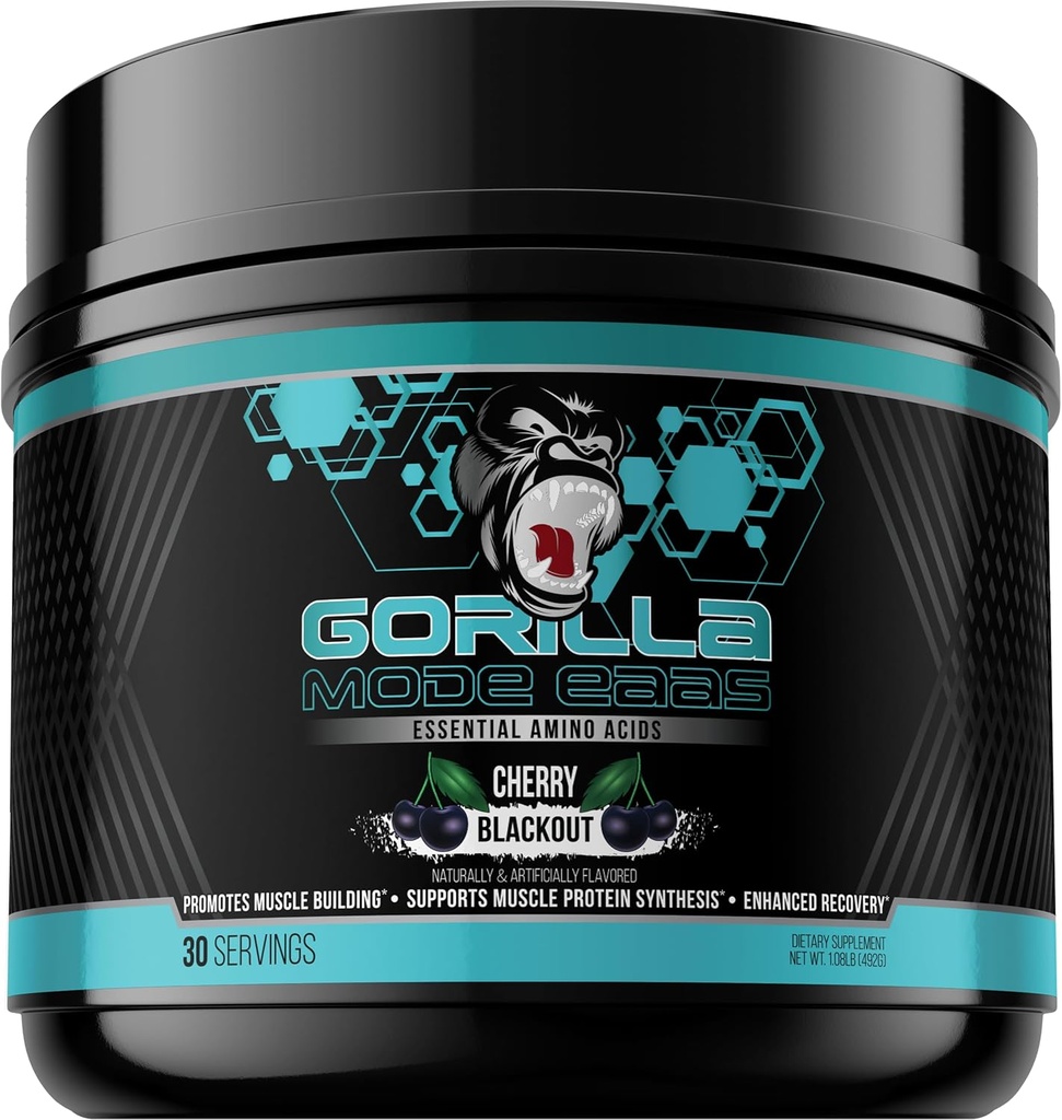 Horilla Mind Estical Amino Acids untuk Mendukung Gedung Muscle, Pemulihan Enhanced, dan Sintesis Protein, Gunakan Sebelumnya, During, atau Setelah Kerja Keluar, 492 Grams (Cherry Blackout)