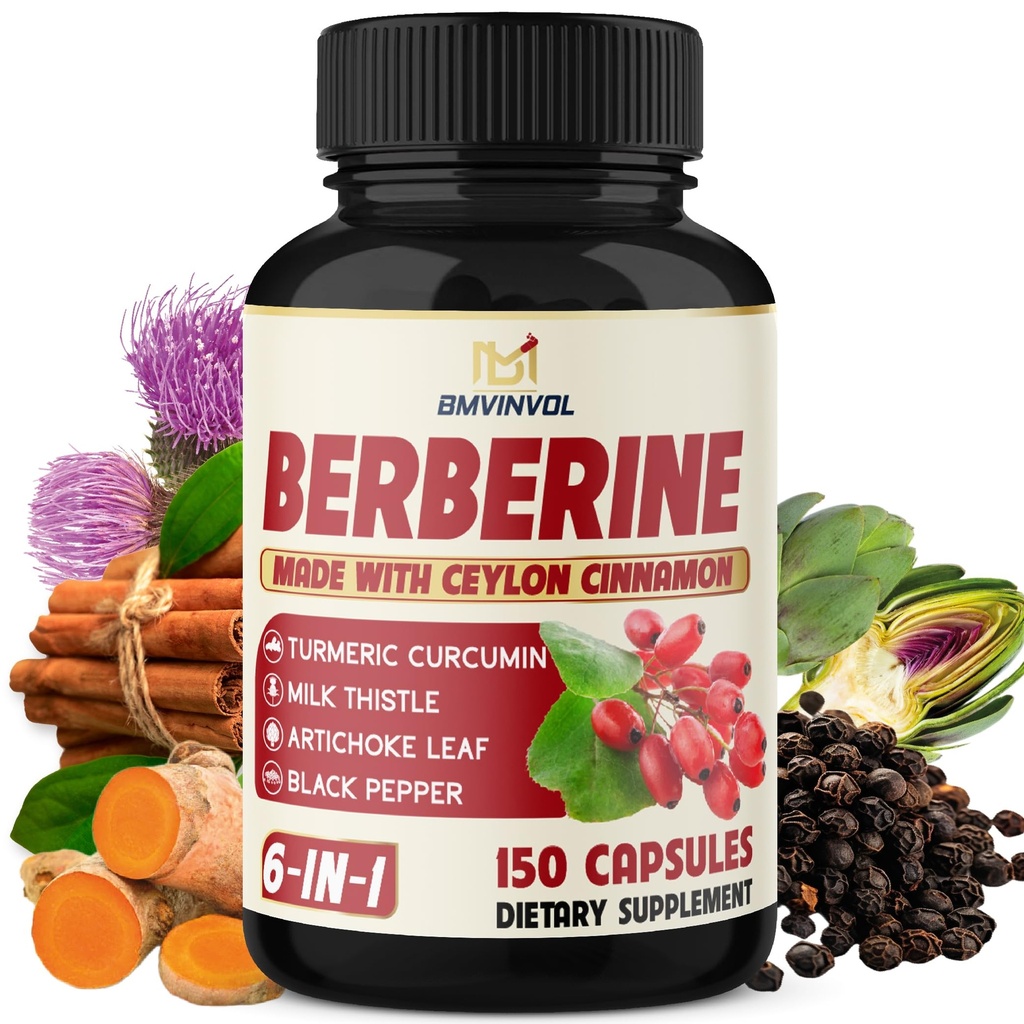 Berberin dengan Cinnamon Ceylon, Turmeric, Thistle Milk, Artichoke, Black Pepper - 150 Cacah - Paket 1