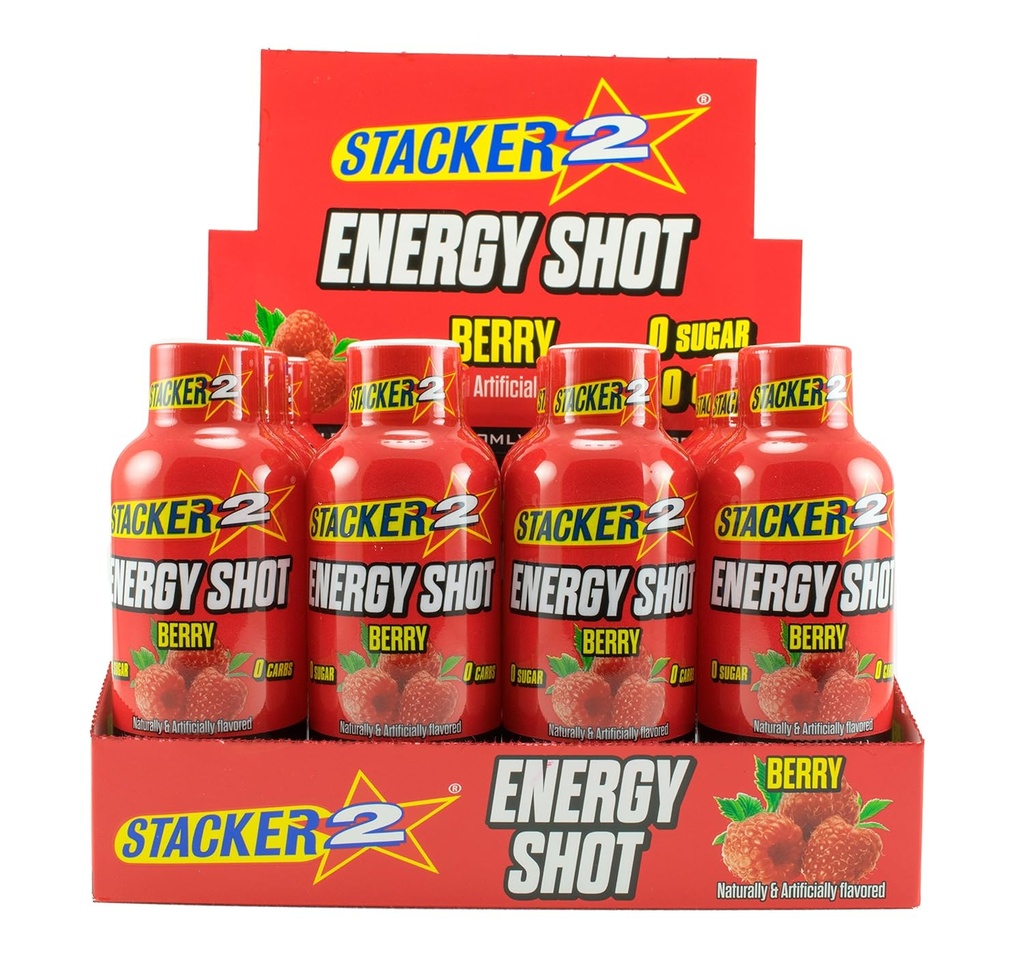 Stacker 2 Energy Shots, Berry, 12 Shots 2oz. Botol
