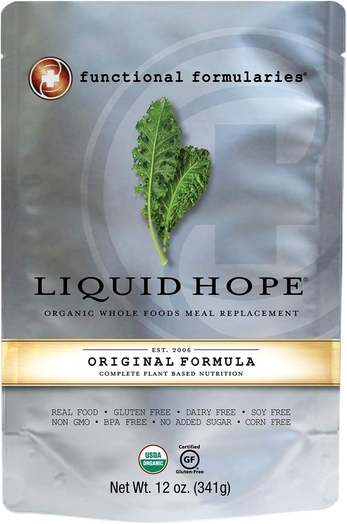 Functional Formularies Liquid Hope Organic Tube Feeding Formula Dan Nutronational Meal Replacement Suplemen, 12 Oz Pouch, Single