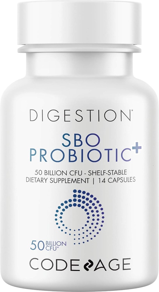 Codeage SBO Probiletic 50 Billion CFUs, Multi Strain Soil berbasis Organisme, Travel Perlindungan Stable Probiotic Suplement, Organic Ferdied Botanical Blend & Prebiotic, 7- Day Formula, 14 Kapsul