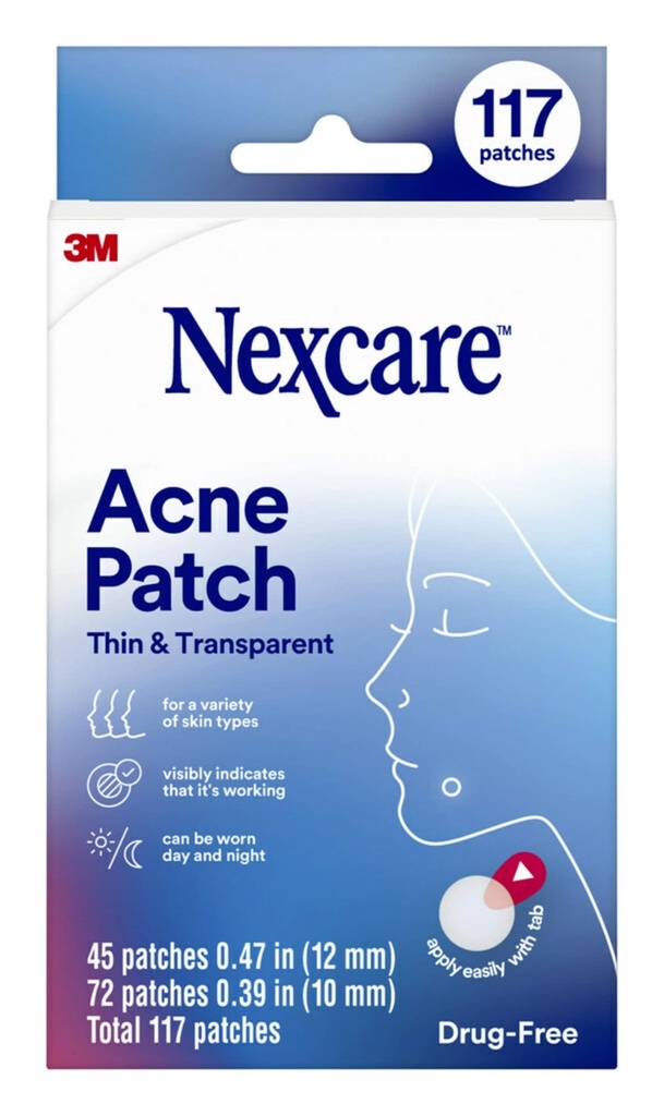 Nexcare Thin dan Transparent Acne Patch, Skin Cover Absorbs Pus dan Oil dari Clogged Pores, Dibuat dengan hydrocolloid, tab Allows untuk Removal Mudah dari Liner - 117 Pimple Patches
