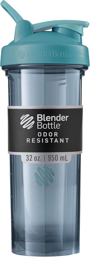 BlenderBottle Shaker Bottle Pro Series Perfect for Protein Shakes and Pre Workout, 32- Ounce, Cerolean Blue