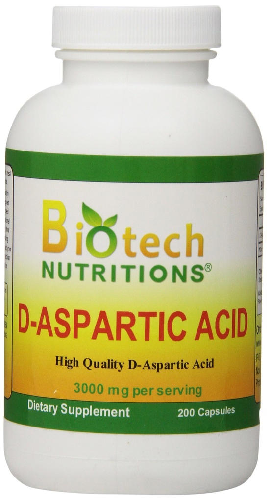 D-Aspartic Acid Dietary Supplement, 3000 mg., 200 Cacah