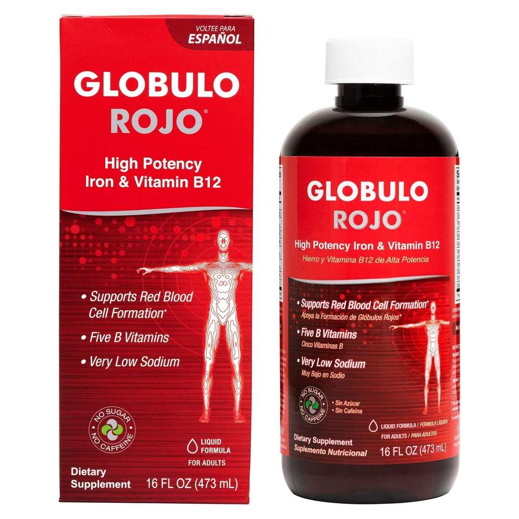 Globulo Rojo Iron Supplement - Liquid Dietary Supplement (16 Fl Oz (Pack of 1)