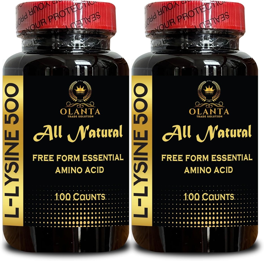 L-LYSINE 500 Amino Acilation - Menyediakan keseimbangan ke Intake Tinggi Arginine, Estile Amino Acid Suplemen, Enhanced Absorpsi dan Assilasi, Promotes Integritas Skin dan Lips - 2 Botol