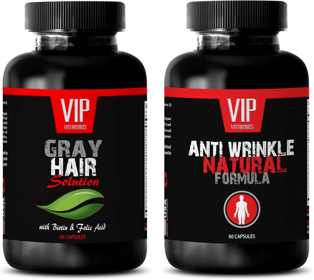Anti- Aging Estive- Gray Solution - AntiWrinkle Formula - Saw Palmetto Natural - 2 Botol (60 Capsules + 60 Capsules)
