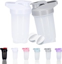 Shaker Bottle Protein Shakes Cup dan 10- Ounce / 300ML Shaker- Bottle dengan Whish Balls, Protein Shaker- Botol Set, plastik Non- BPA (Grey + White (2PCS)