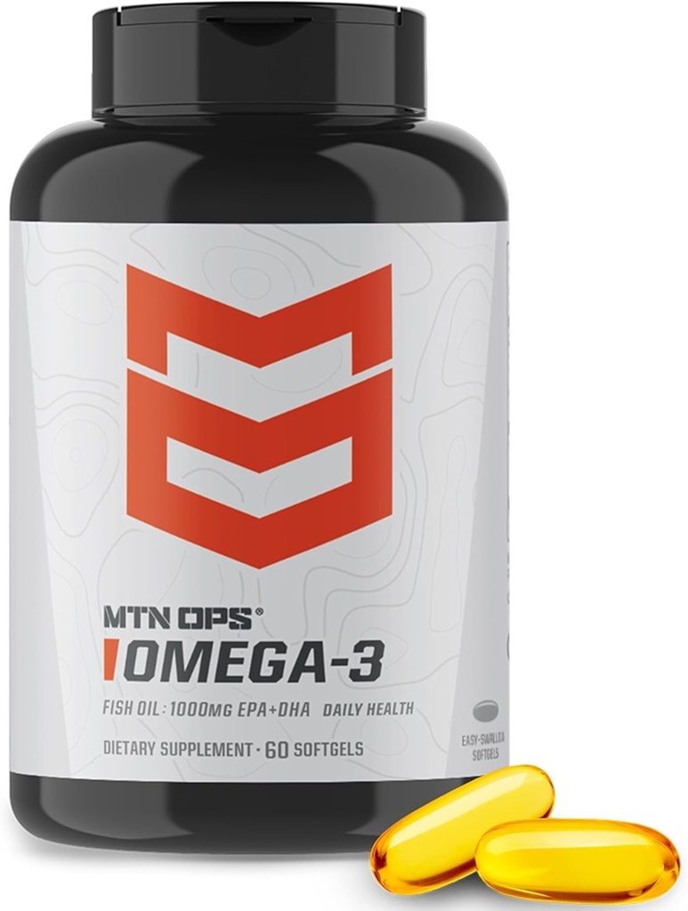 MTN OPS Omega 3 Fish Oil Suplement, 10000mg Acid Softgels for Healthy Heart, Gabungan & Bone Health, 30 Servis