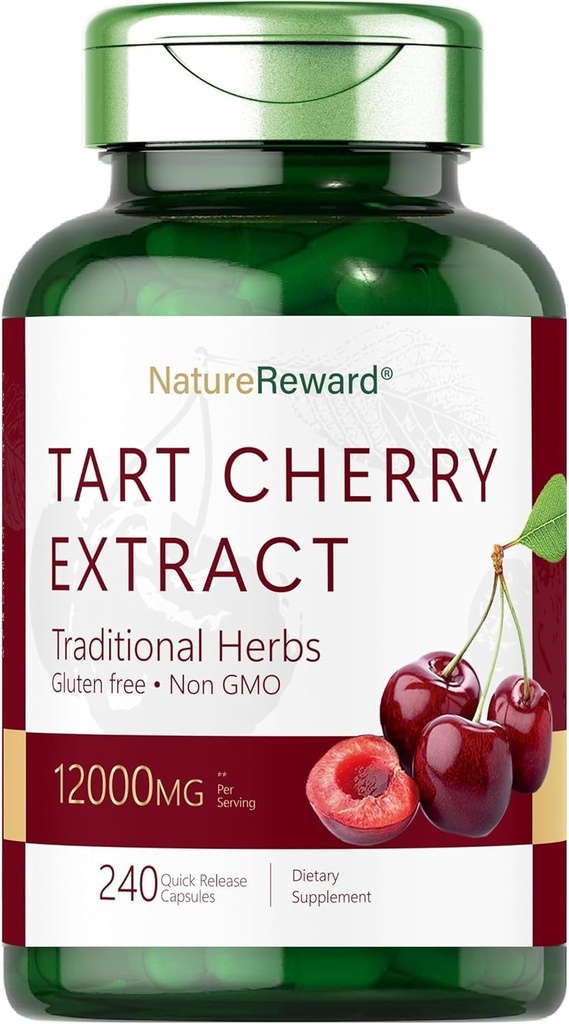 Tart Cherry Extract 12000mg 124; 240 Capsules 14; Non-GMO dan Gluten Free Formula 124; Herbal Suplemen