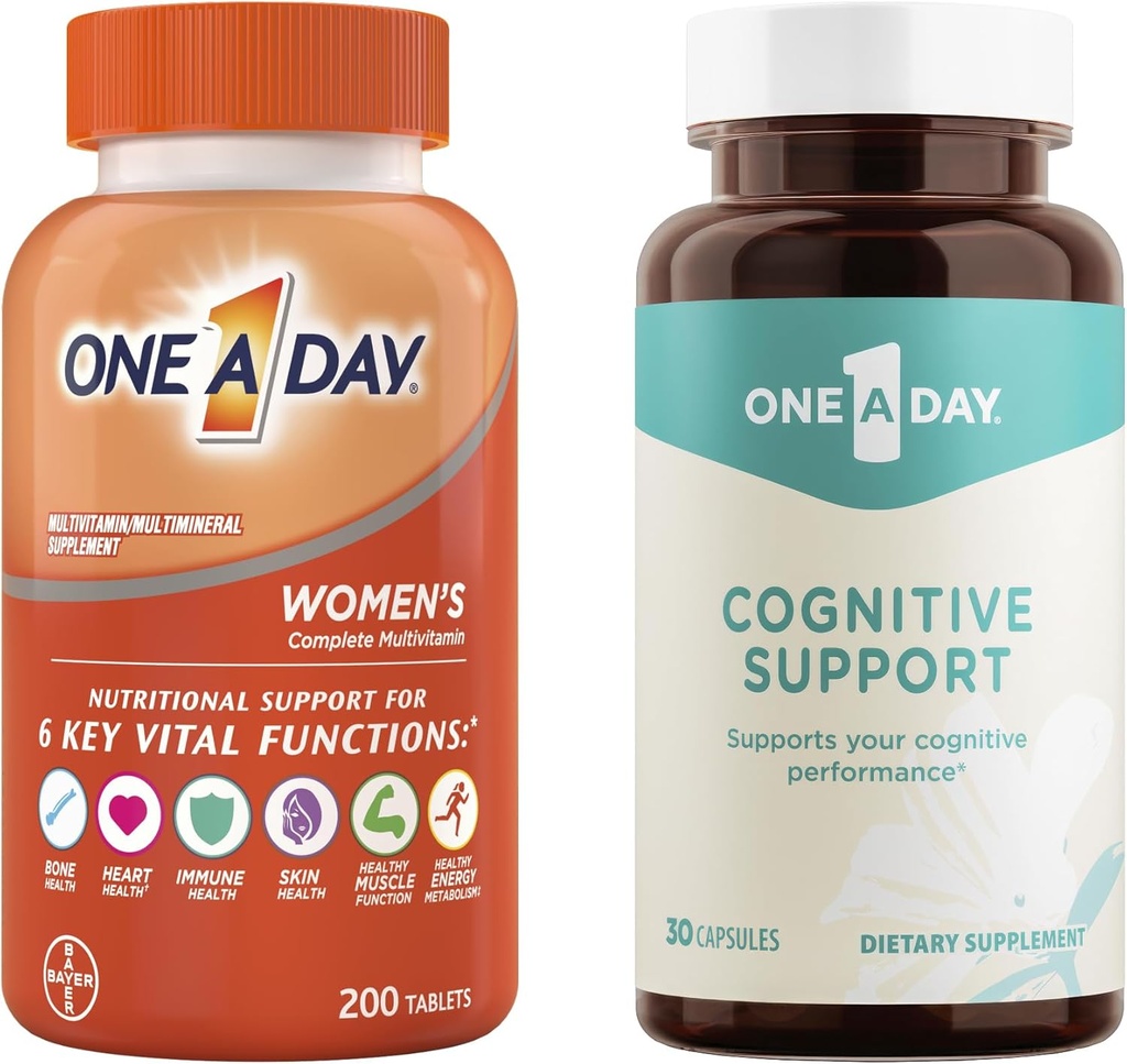 Bundle of One A Day Multivitamin for Women 200 Count and One A Day Cognitive Suplemen, 30 Kapsul