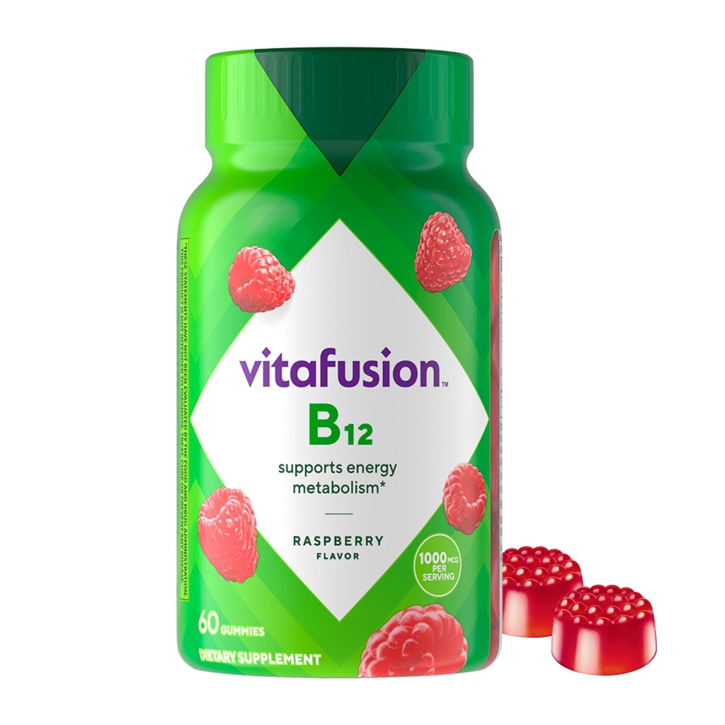 Vitamin B12 Gummy Vitamin, Raspberry Flavor yang lezat, 60ct (30 Hari Supply)