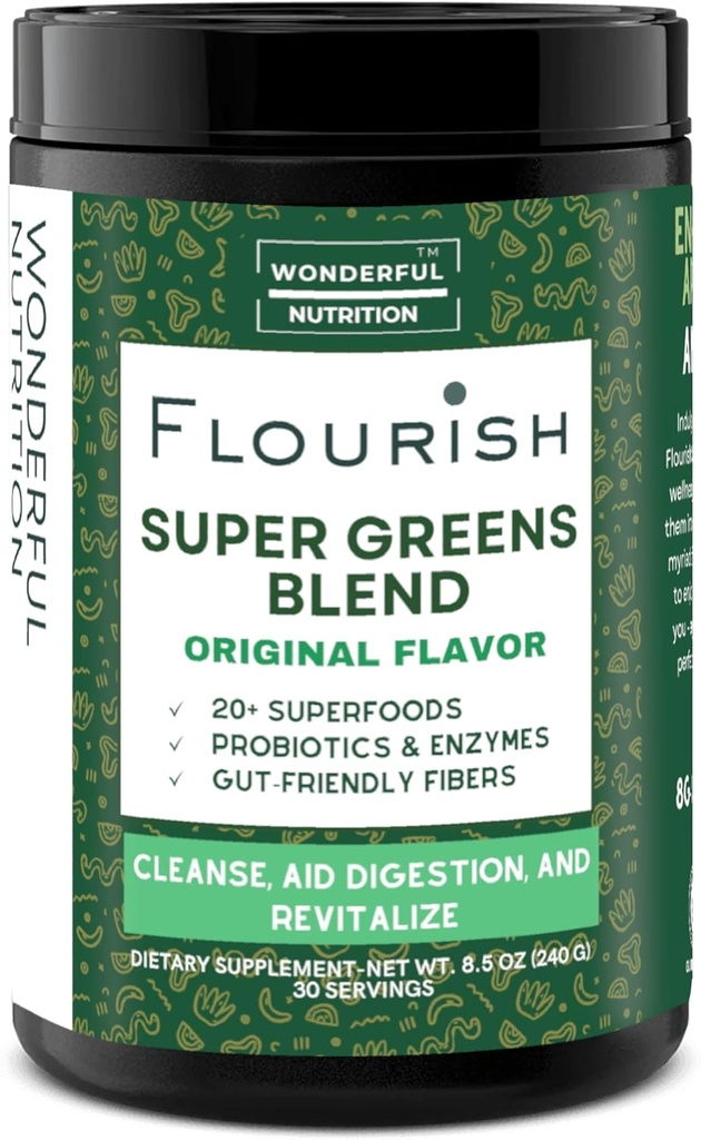 Mengalami Super Hijau. Sayuran Powder untuk Energi, dengan Chlorella Organik Spirulina, Beet Root Powder, Enzymes & Progories, Asli, 30 Hamba