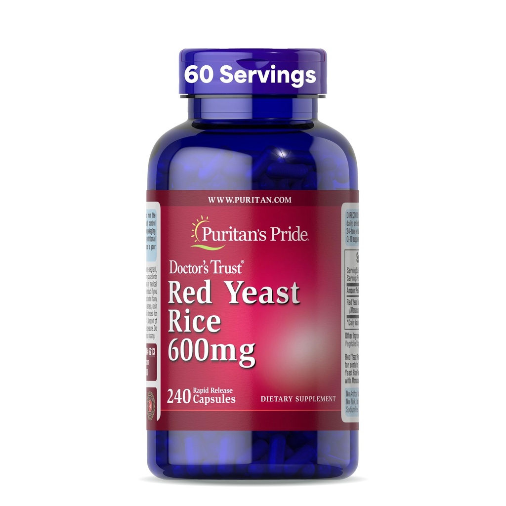 Puritan 's Pride Doctors Trust ® Red Yeast Rice 600mg, Dietary Suplemen, 240 Rapid Rilis Kapsul
