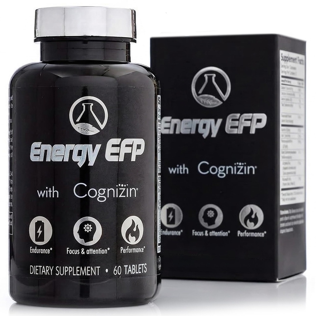 Energi EFP Brain Booster - 60Ct Nootropic Energy Suplemen untuk Fokus & Stamina dengan Kiticoline, Vitamin B, Ashwagandha, L- Theanine, Ginseng