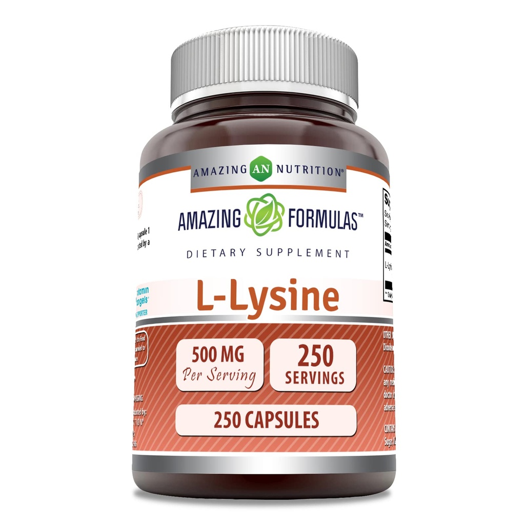 Amazing Formulas L-Lysine 500 Mg Acid Suplemen 126; Capsules 124; Non-GMO 124; Gluten- Free 124; Dibuat di USA (1 Pack 124; 250 Count)