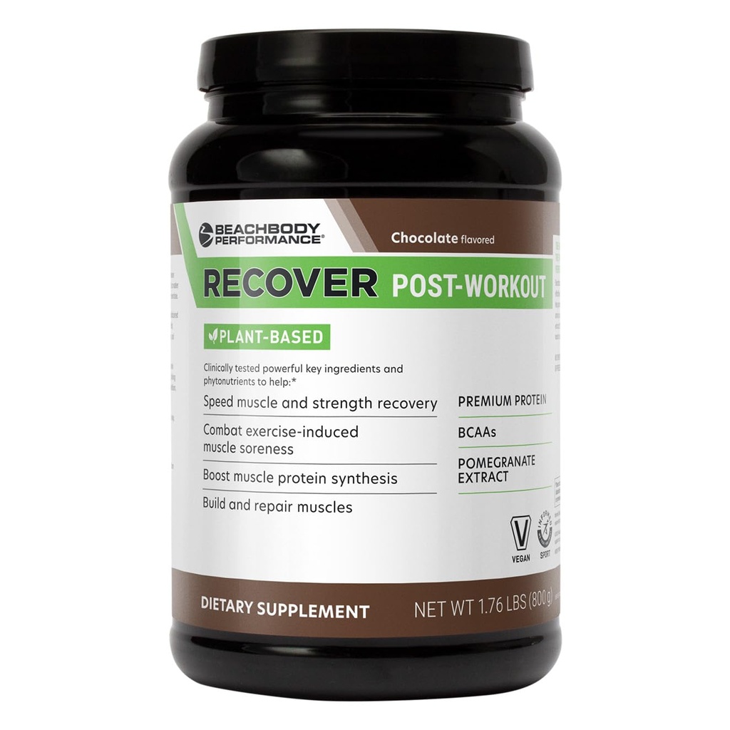 BoDi Recover Plant - berbasis Protein Powder Blender - Post- Tanaman Chocolate Workout-Based Suplemen untuk Pemulihan Otot dengan 20g Protein, BCAAs, Ekstraksi Pequate - Fast Recovery - 20 Serving Tub